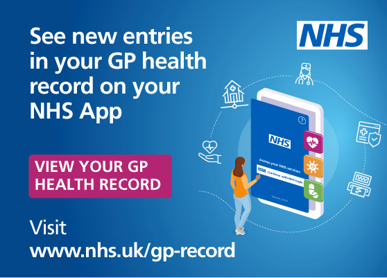 See new entries in your GP health record on your NHS App. View your GP health record. Visit www.nhs.uk/gp-record